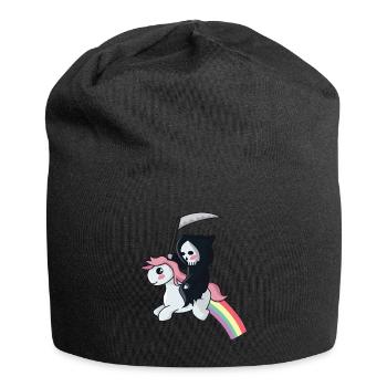 Sensenmann auf einem Einhorn - Jersey-Beanie - Schwarz - Vorne