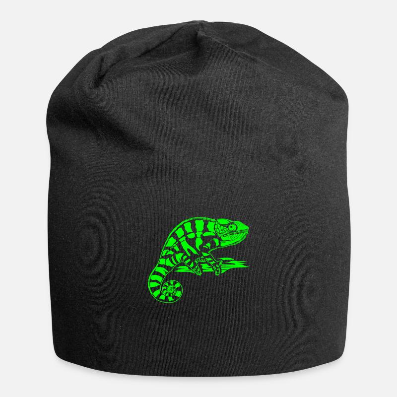 Grünes Chamäleon - Jersey-Beanie - Schwarz