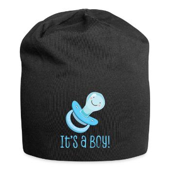 Es ist ein Junge! Babyparty-Geschlecht offenbaren Partei-lustige Geschenk-Idee - Jersey-Beanie - Schwarz - Vorne