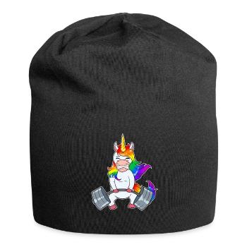 Body building unicorn muscle building dumbbell workout - Jersey Beanie - black - Front