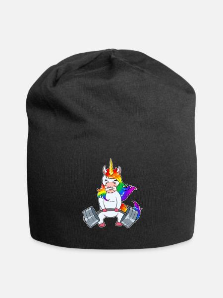 Body building unicorn muscle building dumbbell workout - Jersey Beanie - black