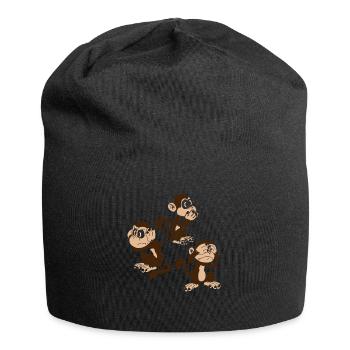 Drei Affen - einer blind, einer taub, einer stumm - Jersey-Beanie - Schwarz - Vorne