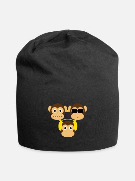 Drei Affen - einer blind, einer taub, einer stumm - Jersey-Beanie - Schwarz