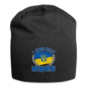 Ukraine flag banner gift gift idea - Jersey Beanie - black - Front