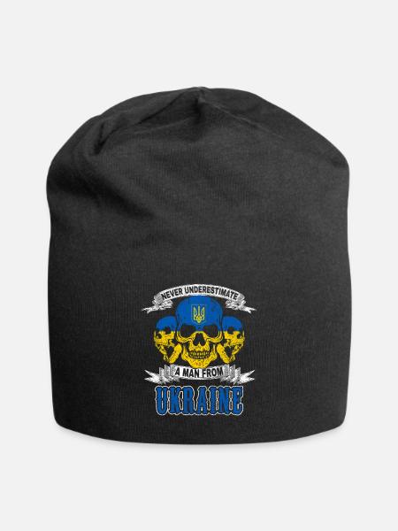Skull skull Ukraine nation Crimea Ukrainians - Jersey Beanie - black