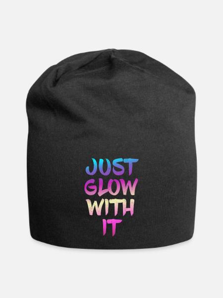 Just Glow With It Tee Shirt Party Tee for neon parties - Jersey Beanie - black