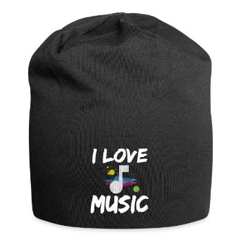 I Love Music I Musik Musiker Note Noten Charts - Jersey-Beanie - Schwarz - Vorne