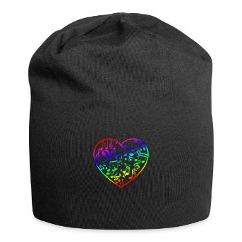 Regenbogen Herz Musik Hemd für Gesang und Klänge S - Jersey-Beanie - Schwarz - Vorne