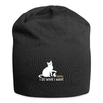 Lustig Katze Katzen Liebhaber Cats Kaffee Geschenk - Jersey-Beanie - Schwarz - Vorne