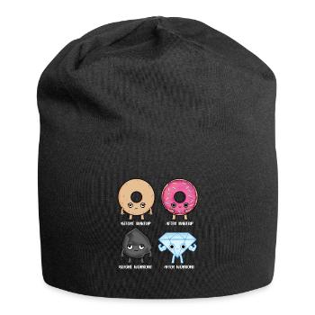 Lustig Workout Donut Diamant Before After Geschenk - Jersey-Beanie - Schwarz - Vorne