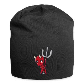Teufelchen mit Dreizack - Jersey-Beanie - Schwarz - Vorne