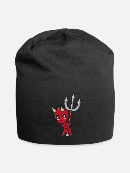 Teufelchen mit Dreizack - Jersey-Beanie - Schwarz