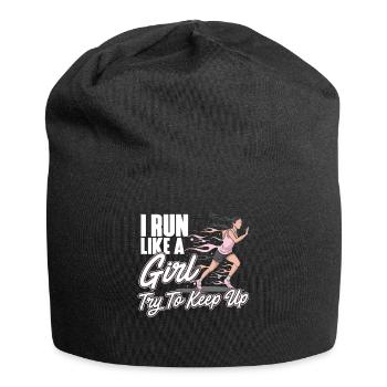Frauen Frauenpower Sport Run Like A Girl Geschenk - Jersey-Beanie - Schwarz - Vorne