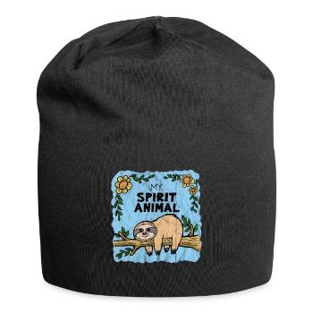 Chilling Lazy Sloth - Jersey Beanie - black - Front