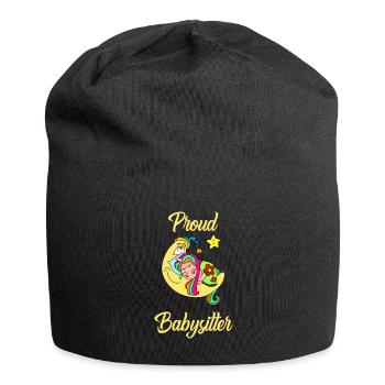 Proud Babysitter Baby Sitter Moon Unicorn - Jersey Beanie - black - Front