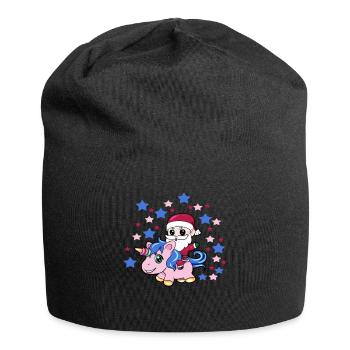 Santa Claus Unicorn Babysitter Babysitting - Jersey Beanie - black - Front
