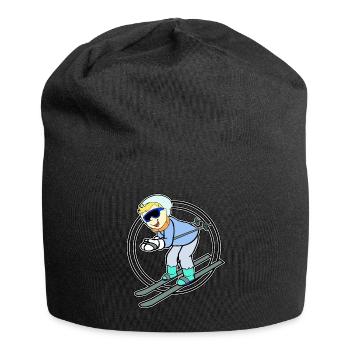 Skifahrer - Race - Schuß - Sport - Jersey-Beanie - Schwarz - Vorne