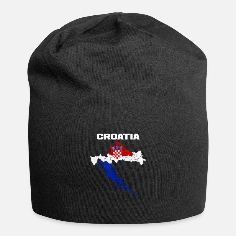 Kroatien - Jersey-Beanie - Schwarz