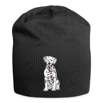 Dalmatiner Sitzende Hund Lustig Geschenk - Jersey-Beanie - Schwarz - Vorne