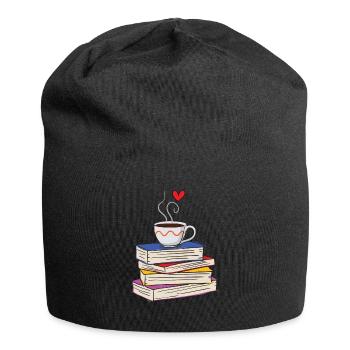 Hot Cup of Coffee and Books - Jersey Beanie - black - Front