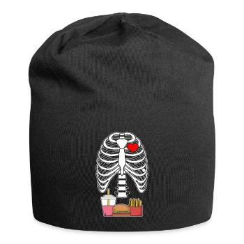 Cadeau de côtes de squelette hamburgers frites - Bonnet en jersey - noir - Devant