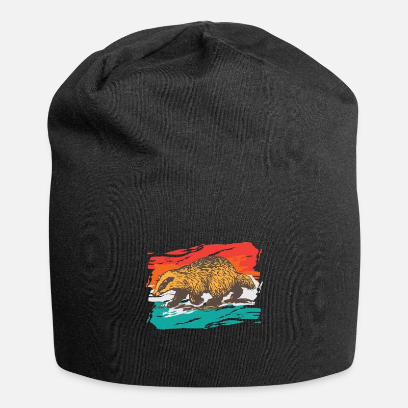 Bunter Retro Dachs - Jersey-Beanie - Schwarz