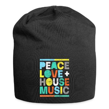Frieden Liebe Haus Musik - Jersey-Beanie - Schwarz - Vorne