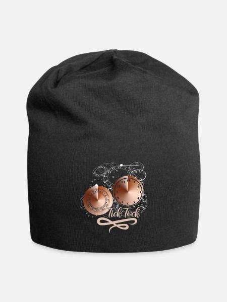 Großvater Wecker Zeit Anzeige Uhr Uhrwerk - Jersey-Beanie - Schwarz