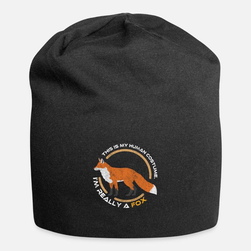 Fuchs Tier Wald - Jersey-Beanie - Schwarz