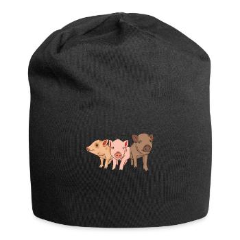 Drei Kleine Schweine Ferkel Geschenk - Jersey-Beanie - Schwarz - Vorne