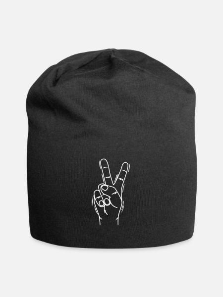 Peacezeichen - Jersey-Beanie - Schwarz