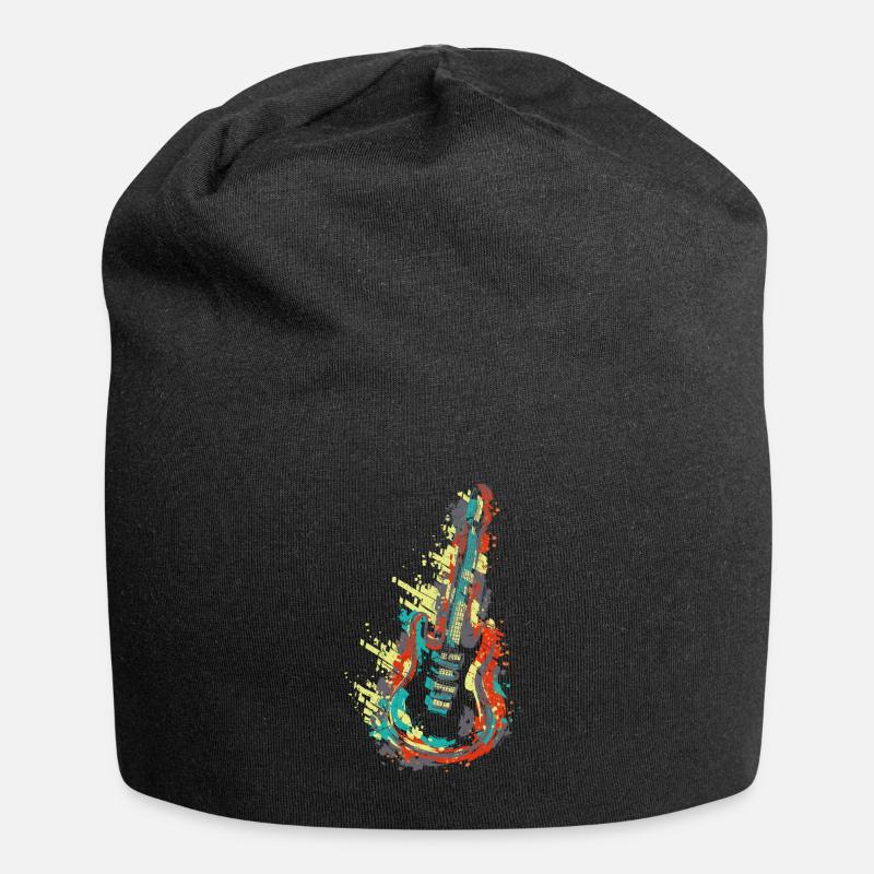 Gitarre - Jersey-Beanie - Schwarz