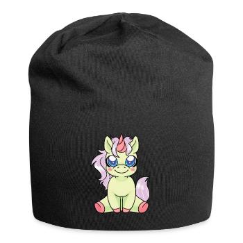 Licorne - T-Shirt Licorne - Cadeau Licorne - Bonnet en jersey - noir - Devant
