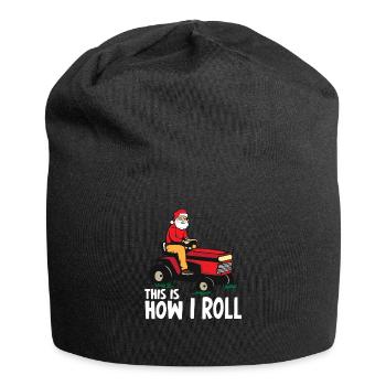 Tondeuse à gazon Père Noël homme cadeau de Noël - Bonnet en jersey - noir - Devant