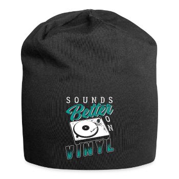 Platte Musik Old School Vinyl Geschenk - Jersey-Beanie - Schwarz - Vorne