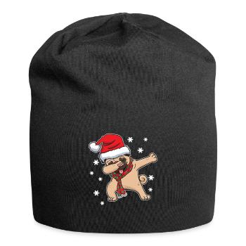 Pug Dog Christmas Funny Dabbing Gift - Jersey Beanie - black - Front