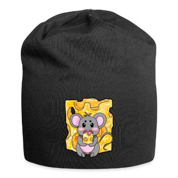 Maus Käse Cartoon Geschenk Mäuschen - Jersey-Beanie - Schwarz - Vorne