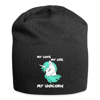 Einhorn - Licorne - Unicorn - Jersey-Beanie - Schwarz - Vorne