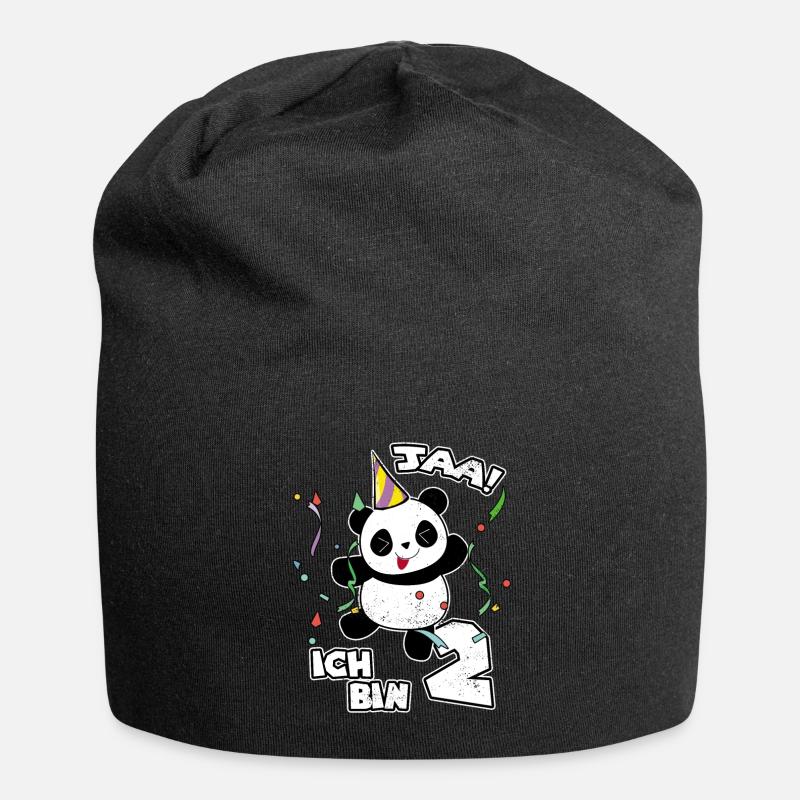 2. Geburtstag Panda Geschenk Süßer Pandabär Party - Jersey-Beanie - Schwarz