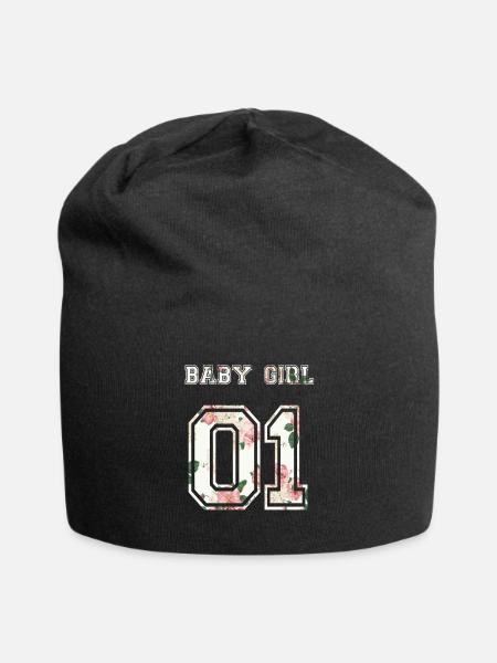 Baby girl 01 number 1 gift jersey partner idea - Jersey Beanie - black