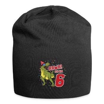 6. Geburtstag Dinosaurier Geburtstags Geschenk - Jersey-Beanie - Schwarz - Vorne