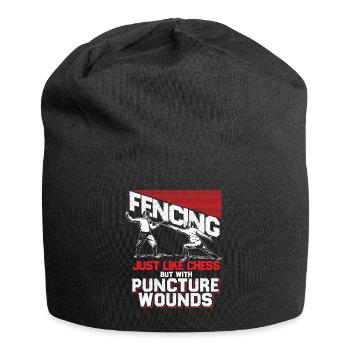 Fencing Chess Duel Fight Gift Saber Tactics - Jersey Beanie - black - Front