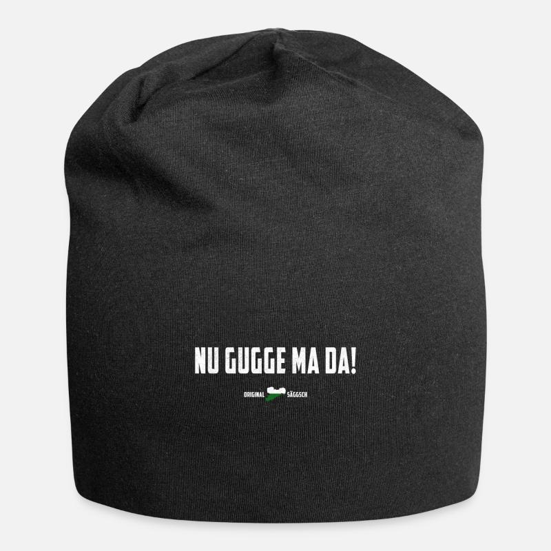 Sächsischer Spruch lustig - Nu gugge ma da - Jersey-Beanie - Schwarz