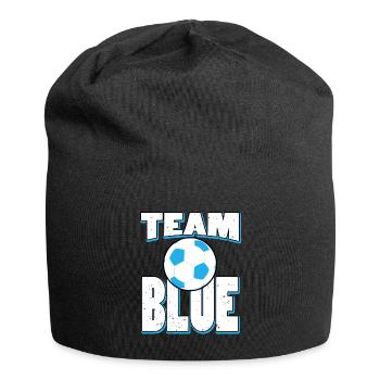 Team Blue Football Baby Party Gift | Boy Ball - Jersey Beanie - black - Front