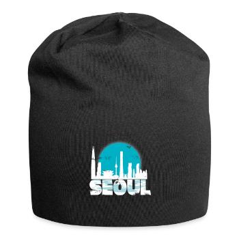 Séoul Corée du Sud cadeau Noël Sun Skyline - Bonnet en jersey - noir - Devant