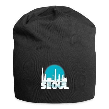 Séoul Corée du Sud cadeau Noël Sun Skyline - Bonnet en jersey - noir - Devant