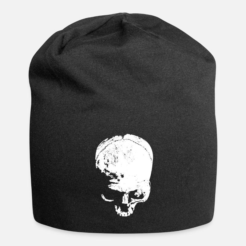 skull - Jersey-Beanie - Schwarz