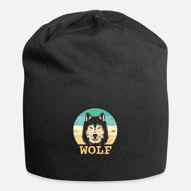 Wolf - Jersey-Beanie - Schwarz