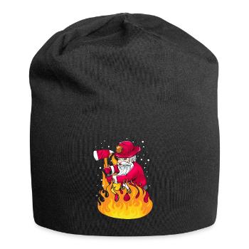 Weihnachten Santa Feuerwehr Feuerwehrmann Geschenk - Jersey-Beanie - Schwarz - Vorne