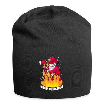 Noël Santa pompier cadeau - Bonnet en jersey - noir - Devant